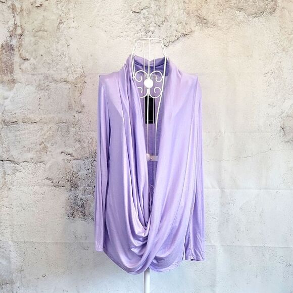 Free To Live NWT Lavender Drape Neck Women's Top Size L - Picture 1 of 10